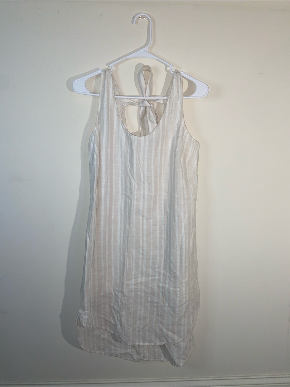 Anthropologie Cloth & Stone Chambray Tunic Striped Dress w/ Tie in Back Size PM